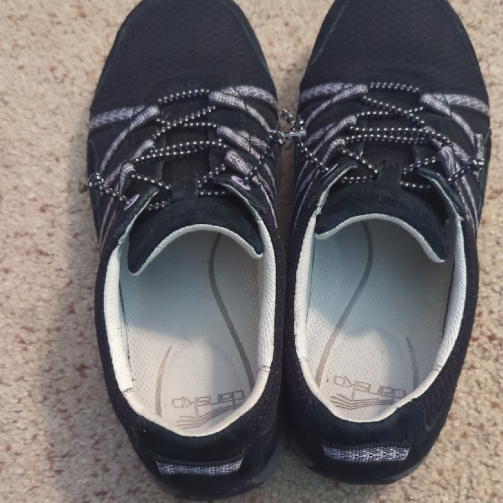 Size 37 Dansko Black and White Athletic Shoes HIKING SLIP ONS Gorp core